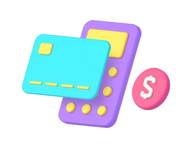 Vector banking account budget financial calculation with credit debit card 3d icon realistic vector