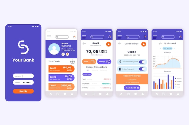 Vector banking app interface concept