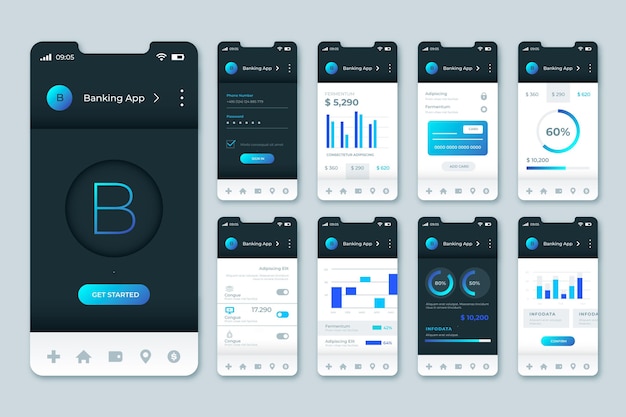 Vector banking app interface template