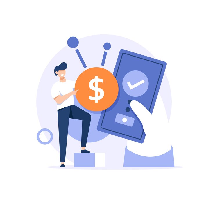 Vector banking app isolated cartoon vector illustrationsmake digital payments with smartphone