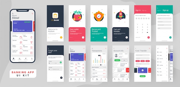 Vector banking app ui kit.