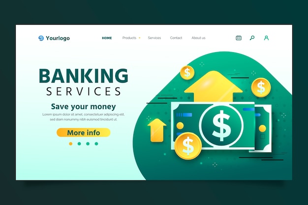 Vector banking business landing page template