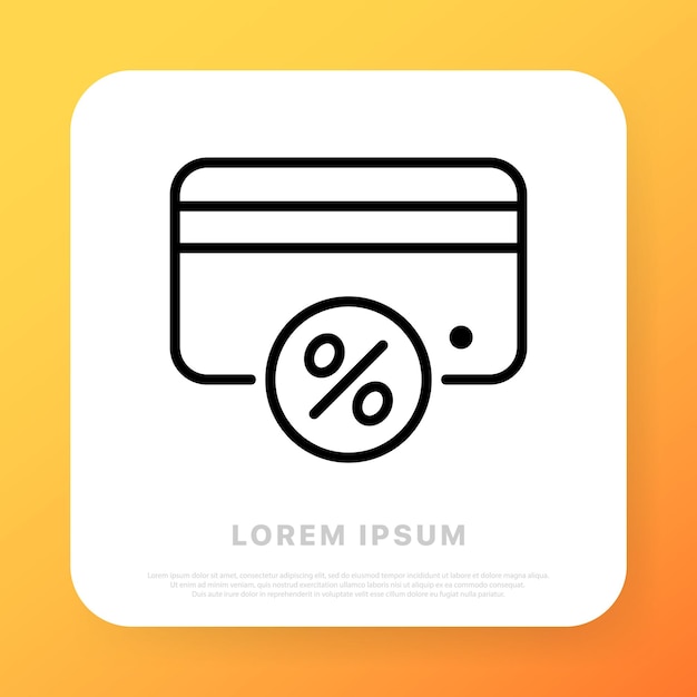 Banking card line icon credit debit currency card with cashback percentage discount shopping concept line icon style vector line icon for business and advertising