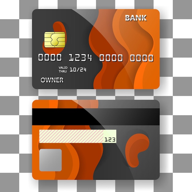 Vector banking card template background orange fluid texture