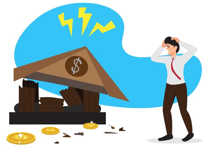 वेक्टर banking collapse or bank run financial crisis or bankruptcy problem stock market crash or credit risk