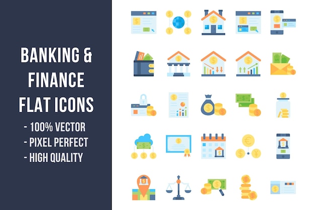 Banking and Finance Flat Multicolor Icons