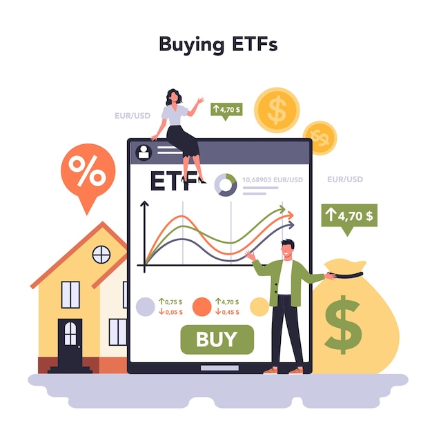 Vector banking industry sector online service or platform. financial transactions management. idea of financial transaction management, saving accounts administration. buying etfs. flat vector illustration