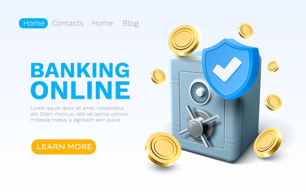 オンライン銀行 安全な金融 ユーザー アクセス ウェブサイト ランディング ページ ベクトル