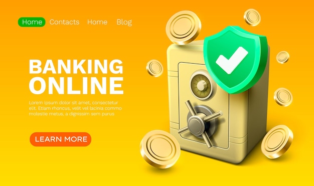 オンライン銀行 安全な金融 ユーザー アクセス ウェブサイト ランディング ページ ベクトル
