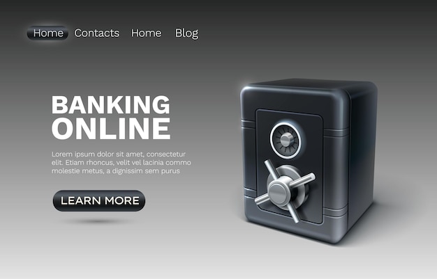 Banking online safe finance user access web site landing page Vector