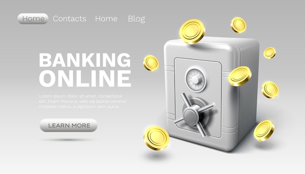 Banking online safe finance user access web site landing page Vector