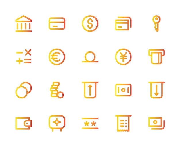 Banking and Payments Icons Set Outline