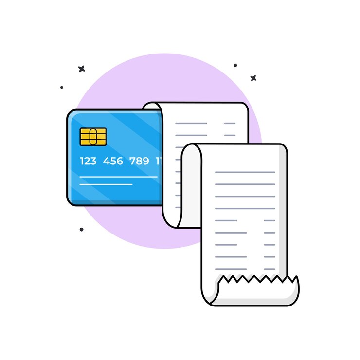 Vector bankkaart met contant kwitansie vector illustratie banking concept design