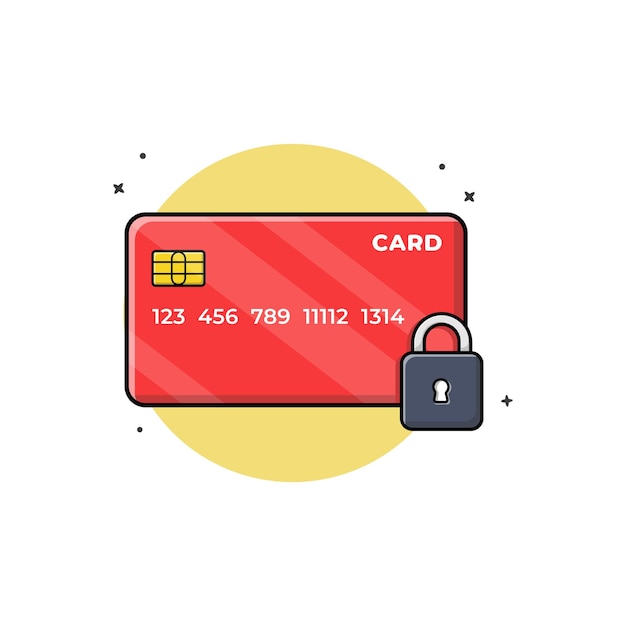 Bankkaart met hangslot Vector illustratie Kaartbeveiligingsconceptontwerp