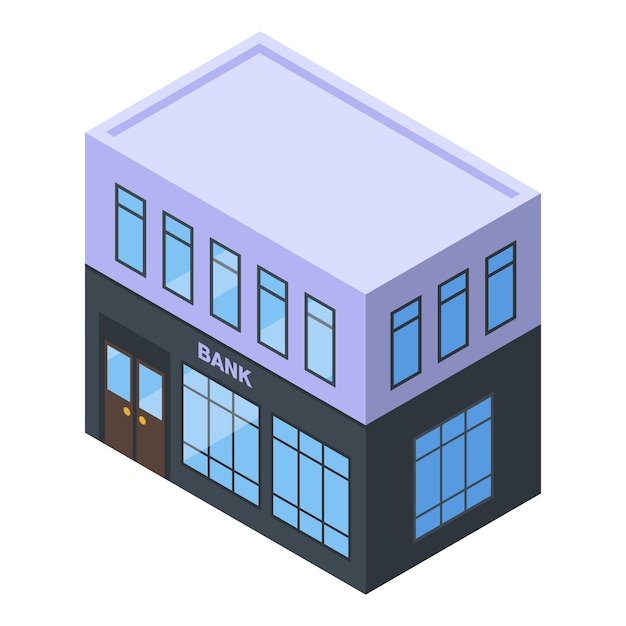 Bankkantoorgebouw pictogram Isometrisch van bankkantoorgebouw vector pictogram voor webdesign geïsoleerd op een witte achtergrond