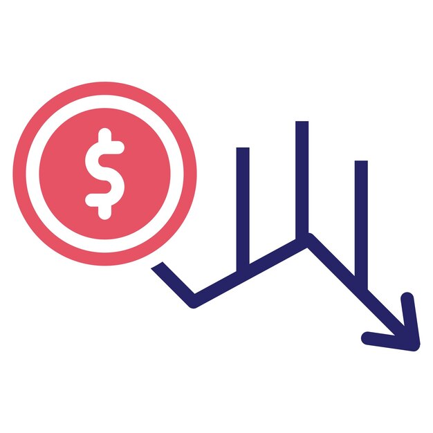 Illustrazione dell'icona vettoriale di bancarotta di accounting ionset