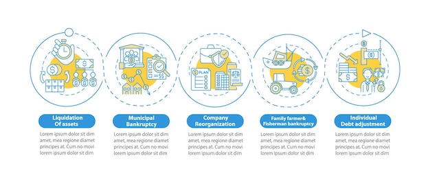 파산 절차 Infographic 템플릿 일러스트