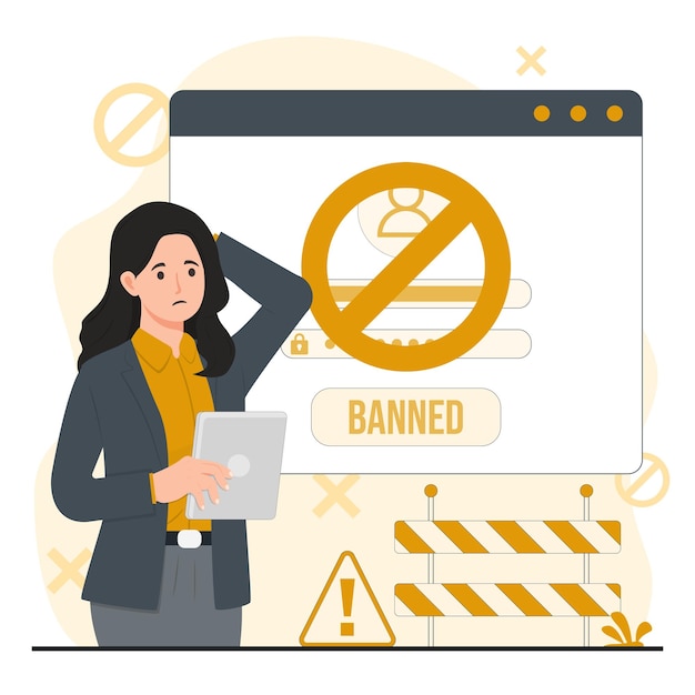 Banned blocked user account concept illustration