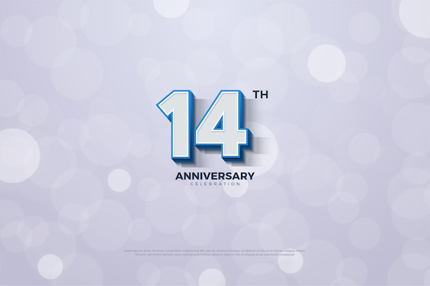 banner of 14th Anniversary with solid blue outlined numbers