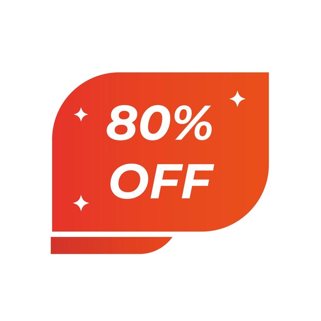 Banner 80 off sale. Discount price. Discounted special offer announcement. Red with white stroke