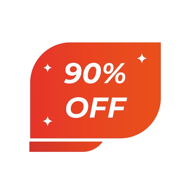 Banner 90 korting. Kortingsprijs. Aankondiging van een speciale aanbieding met korting. Rood met witte streep