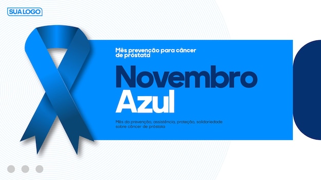 banner about prostate cancer prevention with blue ribbon