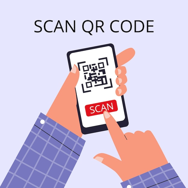 스캔 qr 코드 평면 스타일 벡터 일러스트 레이 션에 대한 배너