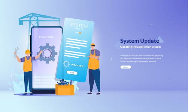 モバイルアプリケーションのシステム更新プロセスに関するバナー