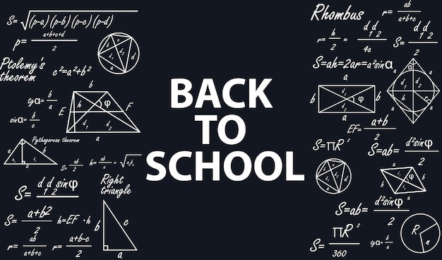 Vector banner back to school with geometric figures.