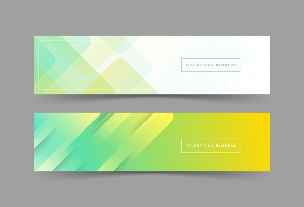 banner background 2 color green and yellow slash pattern effect 2 set collection eps 10