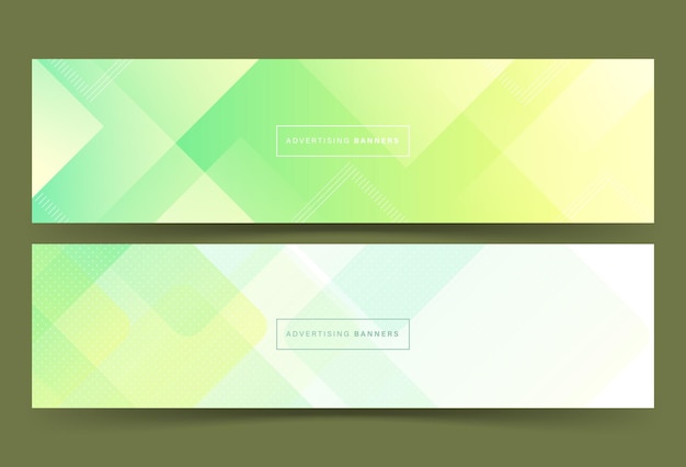 banner background advertising 2 set collection colorful green and yellow pattern halftone tren