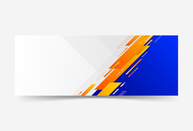 banner background blue and orange memphis geometric