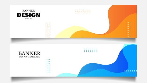 Banner background set with blue and orange fluid shape.banner web vector design