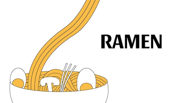 Banner background with Chinese noodles Ramen Vector illustration template for website advertising