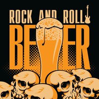 Vector banner beer and rock 'n' roll with human skulls