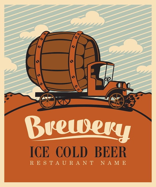 Banner for brewery with retro truck