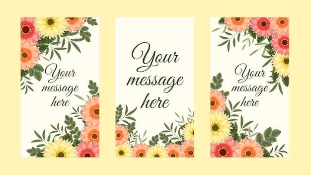 Banner bundle kit set of social media instagram story floral flowers stories sale banner background