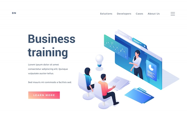 Banner for business training online via Internet resource