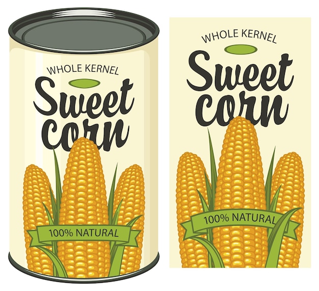 banner for canned sweet corn with label and can