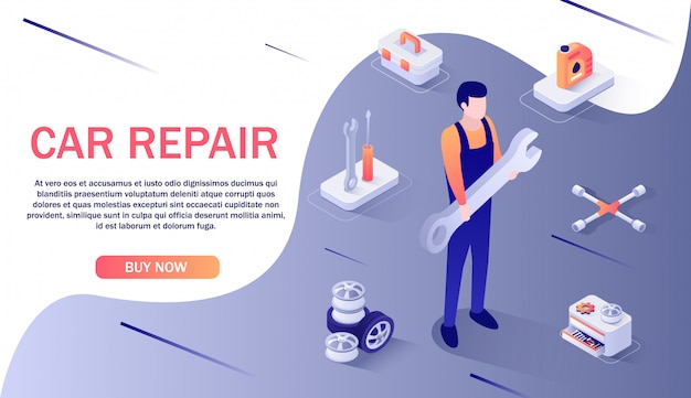 Vector banner for car repair service and spare parts online store banner