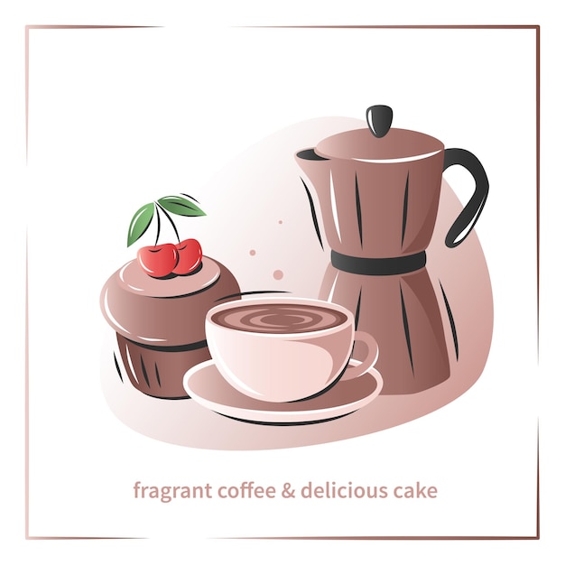 Banner for coffee house coffee shop cafebar restaurant menu Coffee maker coffee and cakes