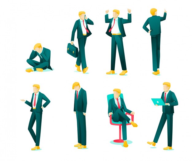 Banner collection emotions business person flat.