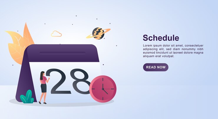 Banner concept planning met een grote kalender.