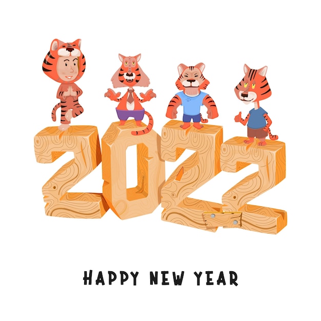 Vector banner concept tiger for new year 2022.
