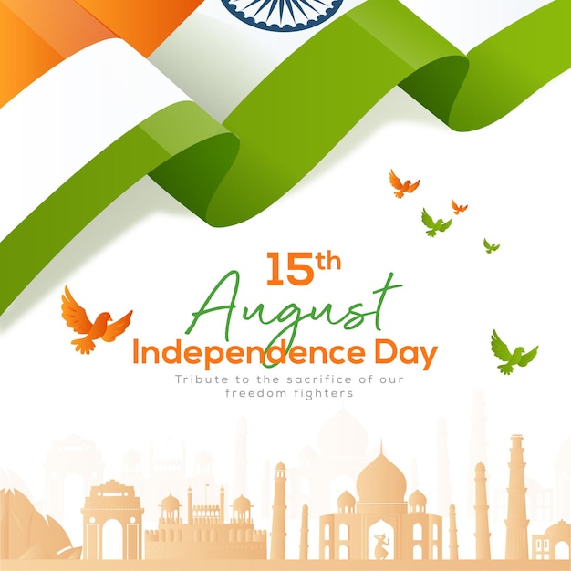 Vector banner design of 15 august happy independence day template