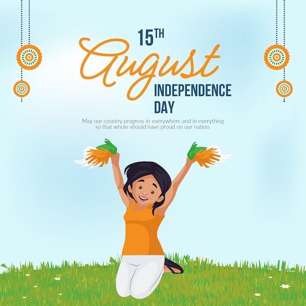 Vector banner design of 15th august happy independence day template