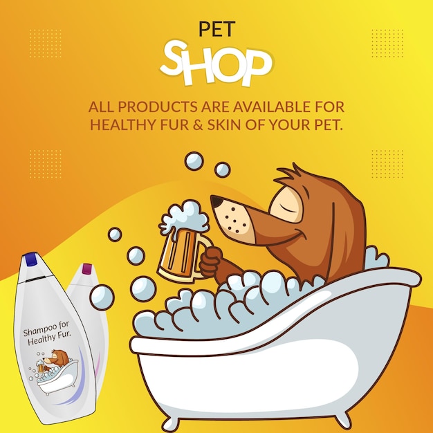 Banner design of all products are available for healthy fur and skin of your pet template