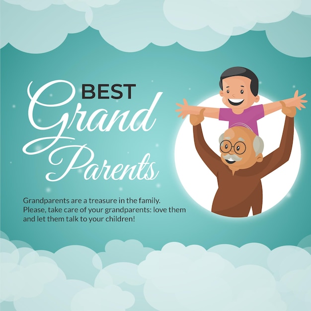 Дизайн баннера шаблона в мультяшном стиле лучших бабушек и дедушек