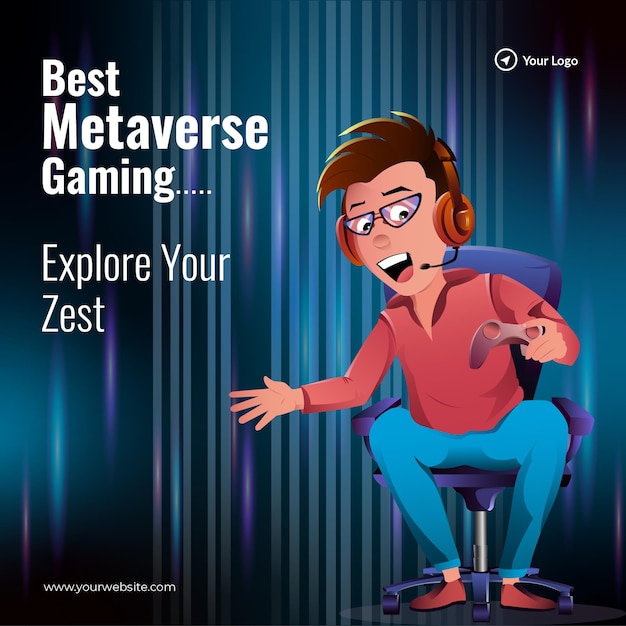 Vector banner design of best metaverse gaming template