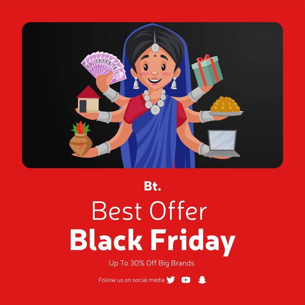 Banner design of best offer black Friday cartoon style template